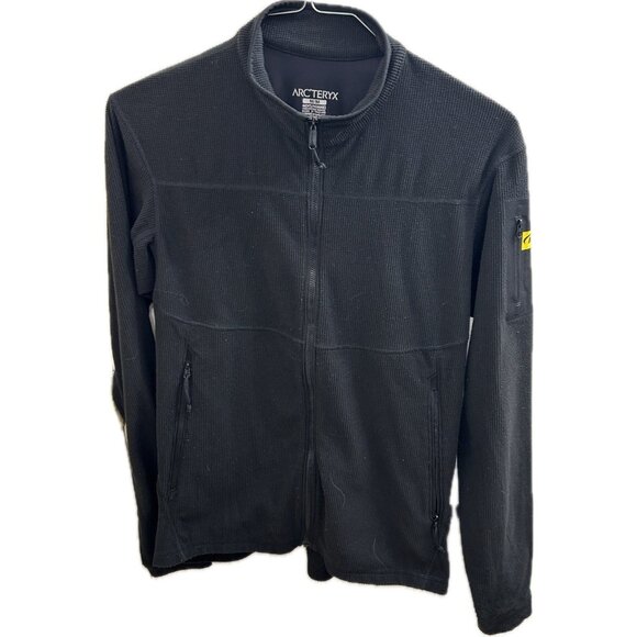 Arc'teryx Jacket Delta LT Lightweight Full Zip Mens M Black Waffle Polartec - Picture 1 of 13